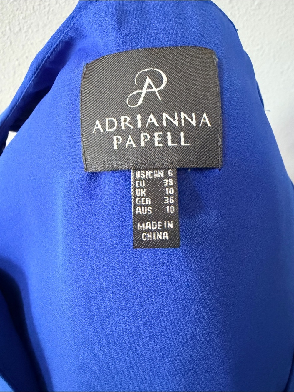 NWT Adrianna Papell Royal Blue Draped Asymmetrical V-Neck Dress - Size 6 - Picture 8 of 11
